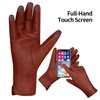 MGGMOKAY Women's Cashmere Lined Leather Gloves, Reddish-brown (Thouchscreen)