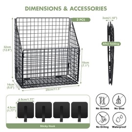 2 Pack Foldable Bath Toy Storage Basket, Collapsible Metal Bathtub Shower Toy Organizer, Wall Mounted Hanging Shower Basket, Bath Toy Holder For Bathtub for Sorting Toys/Clothes/Toiletries