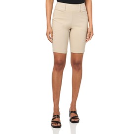 PGA TOUR Women's 9.5” Pull-on Golf Shorts with Tummy Control, Performance Stretch, Moisture-Wicking, Sun Protection, Silver Lining, Medium