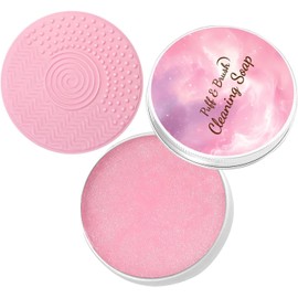 Jabón Limpiador de Brochas de Maquillaje Jabón de Esponjas con Almohadilla Limpiador sólido de brochas de maquillaje para Tocador Rutina Diaria Viaje Hogar Salón de Belleza