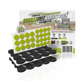 Slipstick Gorilla Felt ¾ Inch Furniture Pads (68 Pcs) Premium Furniture Pads & Chair Leg Floor Protectors for Hardwood Floors & Hard Surfaces