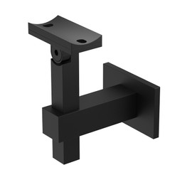 Handrail Bracket Stainless Steel Square Adjustable by Inline Design (Black Matte Powder Coat)