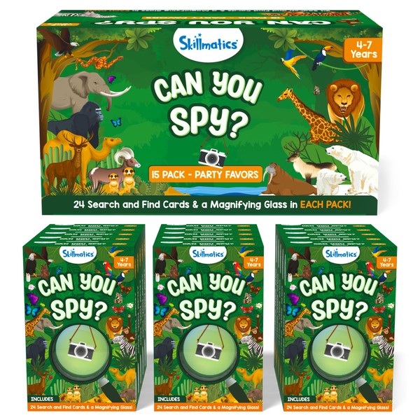 Skillmatics Party Favors (Pack of 15) - Can You Spy Animals, Goodie Bag Stuffers, Search & Find Educational Game, Gifts for Girls and Boys Ages 4, 5, 6, 7