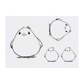 4 x 'Little Fat Bird' Temporary Tattoos - Water Resistant, Skin-Safe, Non-Toxic Transfers, Mixed Sizes (TO00082342)