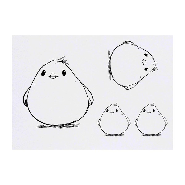 4 x 'Little Fat Bird' Temporary Tattoos - Water Resistant,