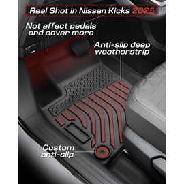 All Weather Floor Mats for Nissan Kicks 2025 2026 Waterproof Tech Nonslip Rubber Liner Rug Cover for Nissan Kicks S/SV/SR Accessories Front Rear Row Protector
