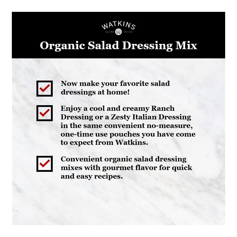 Watkins Organic Ranch Salad Dressing Mix, 0.85 oz. Packets, 12-Pack
