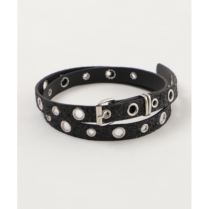 [ウィゴー] L 細ラメ ハトメ ベルト レディース F ブラック