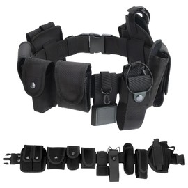 9-in-1 Police Duty Belt Kit, Law Enforcement Tactical Belt Rig with Versatile Pouches, Tactical Modular Belt Ideal for Paramedics, Police Equipment,Security Personnel and Military (Black)