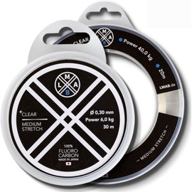 Fluorocarbon Leader LMAB 100 Pro Made in Japan, Leader Line, Fishing Line for Pike, Zander & Perch, from 0.15 to 1mm, 30 m & 20 m Spools, for Pike Fishing, Zander Fishing, 30.0 kg - 0.70 mm