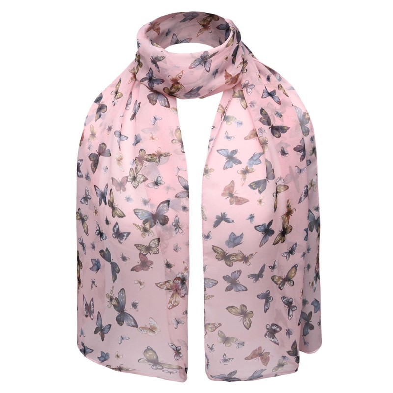 Basic Sense Butterfly chiffon Neck scarf, Peach Pink