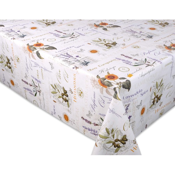 BEAUTEX Provence Oilcloth Tablecloth Embossed Wipe-Clean Garden Tablecloth Round Oval Square Choice of Sizes