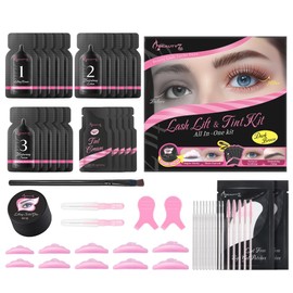 Beauty7 Lash Lift and Tint Kit 4 in 1, Eyelash and Eyebrow Lift and Tint Kit, Eyelash and Eyebrow Lift Kit with Dark Brown Tint, Semi Permanent Lifting Kit Lash Lift and Curler Kit