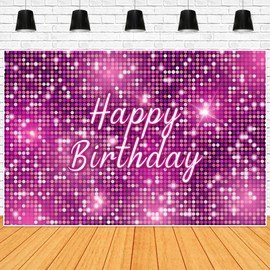 ChloropLastid Pink Flash Square Backdrop for Photography Happy Birthday Shinning Sequin Wall Panels Shimmer Wall Sweet 16 Girl Woman 20th 30th 40th Party Background Decorations Photo Props 7x5ft