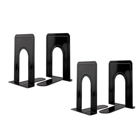 WADY Sujetalibros De Metal 2 Pares/4 Piezas Sujetalibros Extremos De Libro,Resistente para Estantes, Soportes De Libros para Estantes, Soportes De Libros (black4pcs)