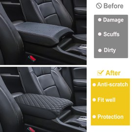 PIMCAR Center Console Cover for 2023 2024 2025 Honda Pilot, 2024 2025 Honda Ridgeline, 2024 2025 2026 Honda Passport Customized Armrest Cover Leather Interior Accessories