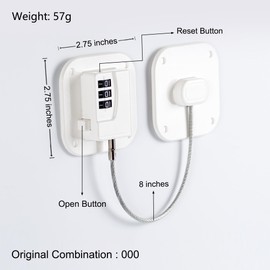 Refrigerator Lock, Heavy Duty Fridge Lock, Combination Lock for Refrigerator Cabinets, Drawers, Safety, Easy Install No Keys Needed (White-1Pack)