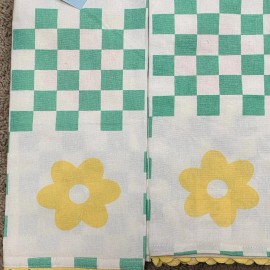 Hobby Lobby Kitchen Dish Towels Set of 2 Green Check Floral Towels 26x16 Hobby Lobby