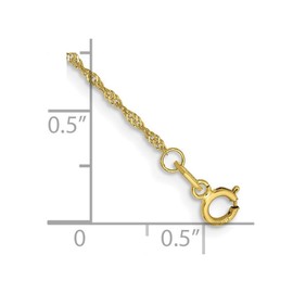 JewelryWeb 10k Solid Yellow Gold 1.1mm Singapore Chain Anklet 10 Inch-Anklet for Women and Men