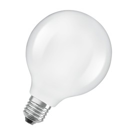 OSRAM LED-Lampe in klassischer Globeform, mit dekorativem LED-Filament im Frosted Design, Energieeffizienzklasse A, E27, 5 W, 1055 lm, 4000 K, kaltweiß. Ohne Aufwärmen, sofort 100% Licht
