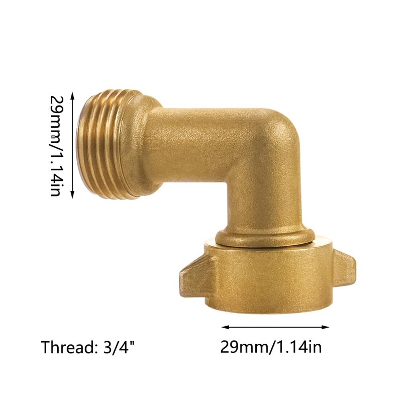 Garden Brass Hose Connector, 90° Elbow Adapter, 3/4" Male to