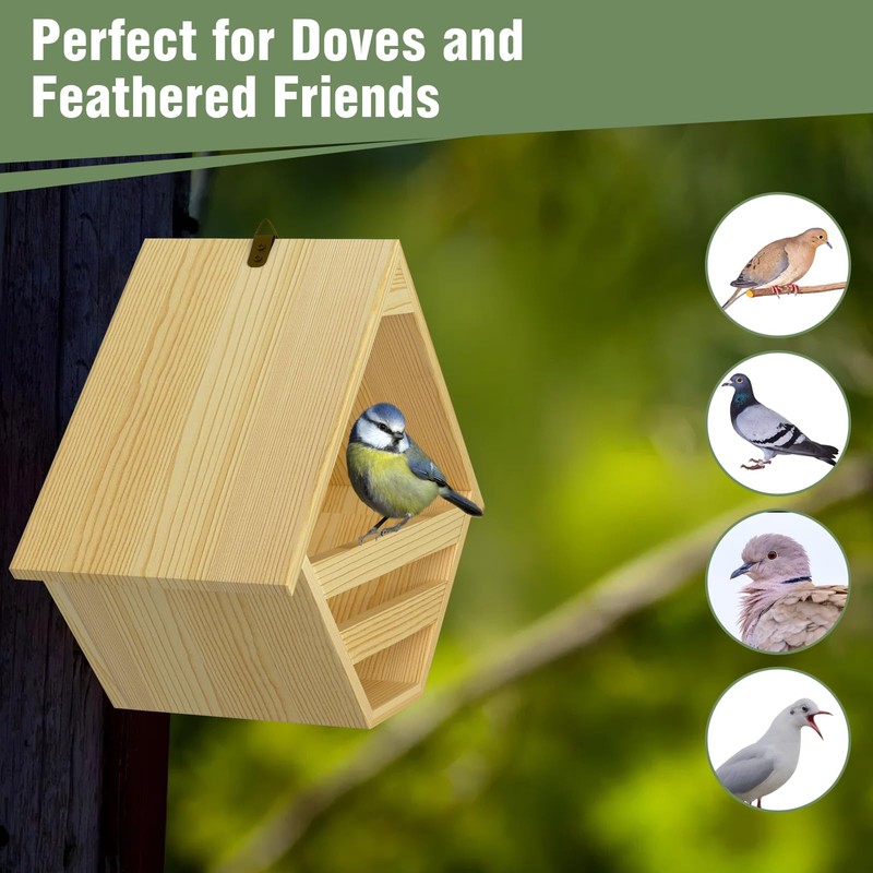Nalwort Dove Nesting Box, Solid Wood Mourning Dove Nesting Box,