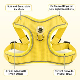 Dog Harness and Leash Set,4 Point Adjustable Reflective Dog Vest Harness,No Pull Harness-Leash for Small Medium Large Sized Dogs Puppy,XS-Yellow