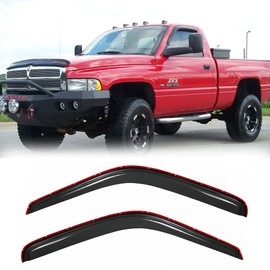 Kucaruce 92352 Side Window Visor Deflector Rain Guard,in-Channel Style Shatterproof Dark Smoke,2pc window shades fit for 1994-2001 Dodge Ram 1500,1994-2002 2500 3500 with Standard Mirror