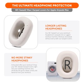 WC SweatZ MAX - Fundas Protectoras patentadas para Airpods MAX Fabricadas por Wicked Cushions | Resistente al Sudor y fácilmente Lavable | Protección Completa contra el Sudor | Beige