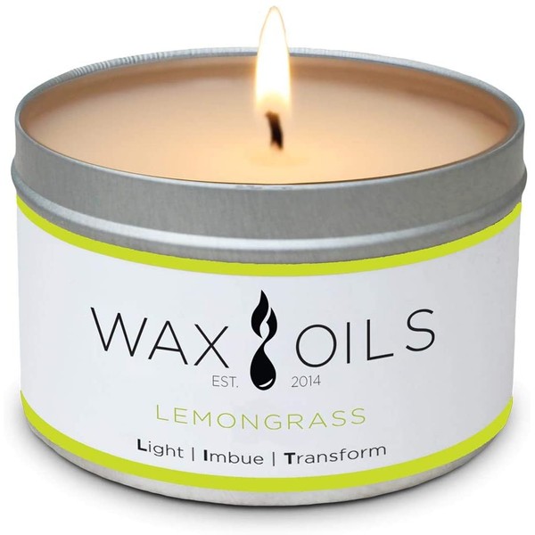 Wax and Oils Soy Wax Aromatherapy Scented Candles, Lemongrass, 8 oz