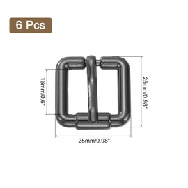 uxcell 6Pcs Metal Roller Buckles, 38mm (1.5-inch) Glides Slider Movable Bar Strap Adjuster Rectangle Keeper for Bags Leather Crafts (Gun-black)