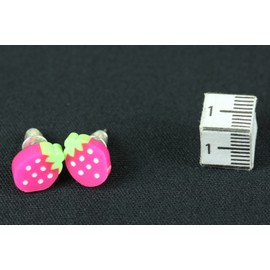 Miniblings Strawberry Stud Earrings Strawberry Fruit Pink Handmade Fashion Jewellery I Earrings Stud Earrings, polymer clay