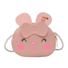 LOHGOU Small Crossbody Purse for Girls, Cute Cartoon Crossbody Bag Kids Girls Coin Purse Handbag Wallet (Pink Rabbit)