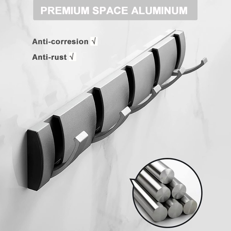 Coat Rack Wall Mounted with 3 Retractable Hooks, Heavy Duty