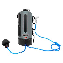 EurHomePlus Portable Pressure Camping Shower, 3Gal 12L Outdoor Camp Pressure Shower w/Hose & Air Pump & Detachable Shoulder Strap for Hiking Camping