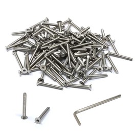 iexcell 100 Pcs M3 x 25mm Thread Pitch 0.5 mm Stainless Steel 304 Hex Socket Flat Head Cap Screws Bolts Kit