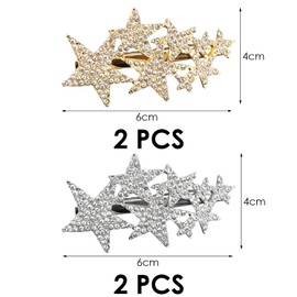 4 Pieces Star Hair Clips, Rhinestone Hair Clips, Elee Hair Clips, Shiny Hair Clips, Hairstyle Decoration Hair Clips, Women Hair Clips