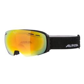 ALPINA Granby Q-Lite Mirrored, Contrast-Enhancing Ski Goggles with 100% UV Protection for Adults, Matte Black, One Size