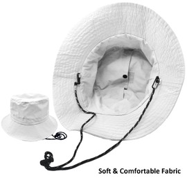 lifwimner Sun Hat Women's Men's Fishing Hat with Chin Strap Waterproof Bucket Women's Quick Dry Packable Hat Summer Outdoor Activities, White