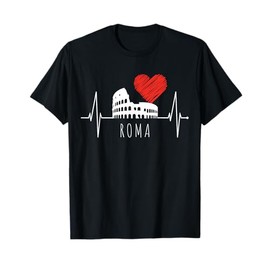 Roma Colosseo Bandiera Italia Rome Battito Cardiaco Amo Roma Maglietta