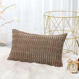 Artscope Corduroy Set of 1 Cushion Cover 30x50 cm Super Soft Boho Striped Lumbar Pillow Covers Case Decorative Modern Cushion Covers for Sofa Couch Bedroom Car Decor Brown