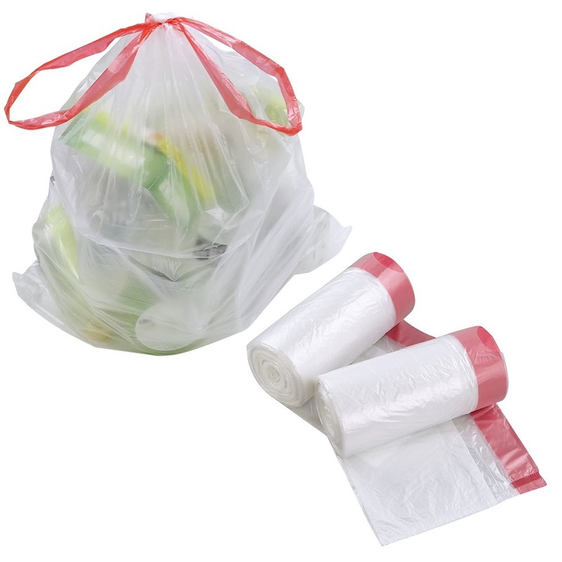 Jekiyo 8 Gallon Medium Trash Bags, Drawstring Clear Garbage Bags,