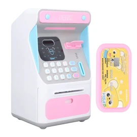 Large Capacity Bank, Face Recognition Kids ATM, Automatic Banknote Reel Money Bank Machine for Kids, Made of Plastic, with Password Safe, for Good Habits