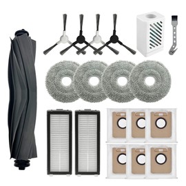 19Pcs Replacement Accessories for Dreame L20 Ultra Vacuum/ L30 Ultra Robot Vacuum,1Rubber Main Brush,4Mop Pads, 6Dust Bag,2Filters,4Side Brush
