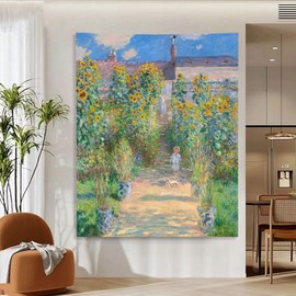 Atrippy Monet Garden Tapestry Wall Hanging, Nature Floral Art Tapestry for Bedroom Aesthetic, The Artist Garden Green Flower Decor Small Tapestries for Living Room Dorm Background (24" X 36")