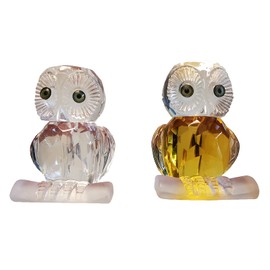 Veclotch Mini Crystal Glass Owl Figurine Paperweight Table Centerpiece Ornament Decorative Owl Bird Statue for Table Home Decoration Set of 2
