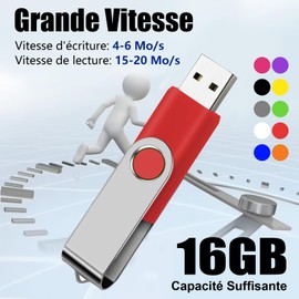 USB Flash Drive 16GB EASTBULL USB 2.0 Flash Drive Rotating Memory Stick Pendrive with 20 Strings (10 Colors, 16GB x 20pcs)