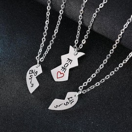 3PCs Mother Daughter Necklace Set, Big Sis Lil Sis Mom