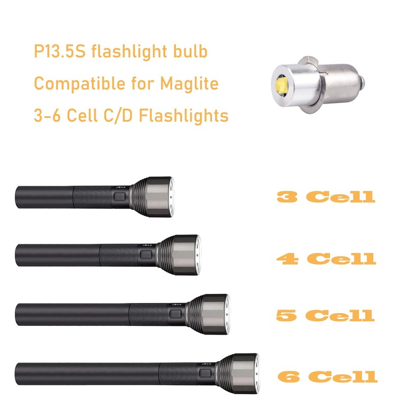 P13.5S LED Flashlight Bulb 3W DC 3-12V LED Conversion Kit