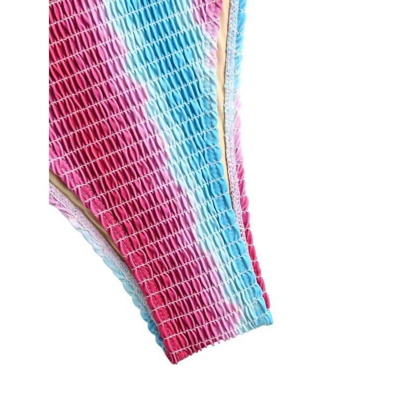 seamoly Conjunto de bikini triangular fruncido con lazo lateral floral,